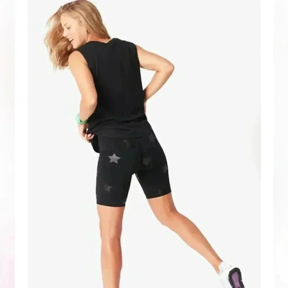 NEW Terez UpLift Bike Shorts in Black Tonal Star Foil size Small - Picture 10 of 10